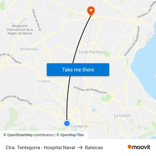 Ctra. Tentegorra - Hospital Naval to Balsicas map