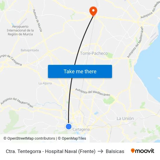 Ctra. Tentegorra - Hospital Naval (Frente) to Balsicas map