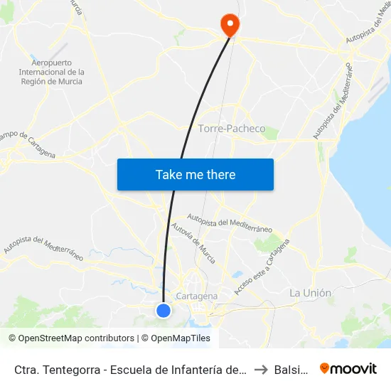 Ctra. Tentegorra - Escuela de Infantería de Marina to Balsicas map