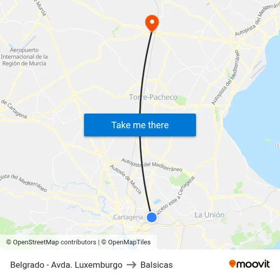 Belgrado - Avda. Luxemburgo to Balsicas map