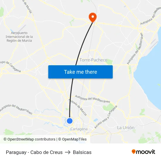 Paraguay - Cabo de Creus to Balsicas map