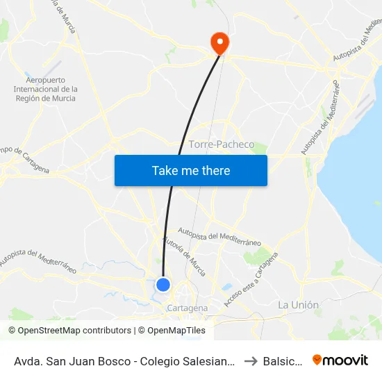 Avda. San Juan Bosco - Colegio Salesianos to Balsicas map