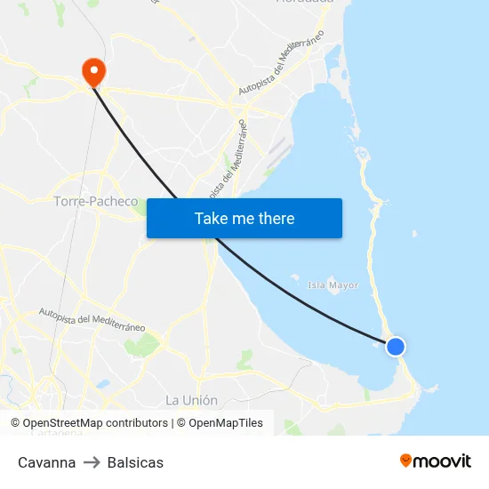 Cavanna to Balsicas map