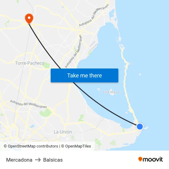 Mercadona to Balsicas map