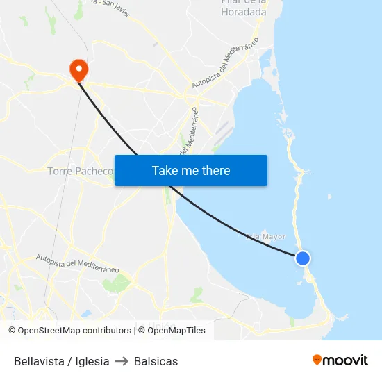 Bellavista / Iglesia to Balsicas map