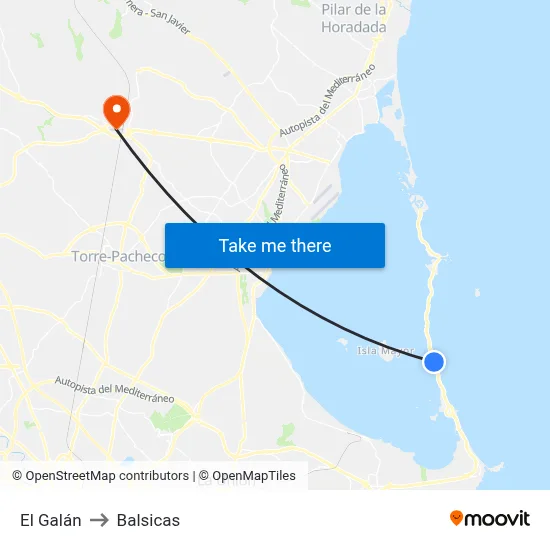 El Galán to Balsicas map