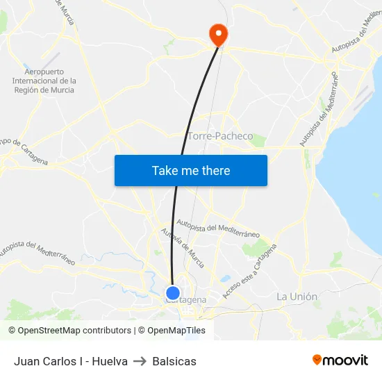 Juan Carlos I - Huelva to Balsicas map