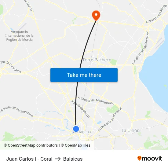Juan Carlos I - Coral to Balsicas map