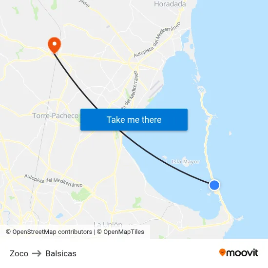 Zoco to Balsicas map