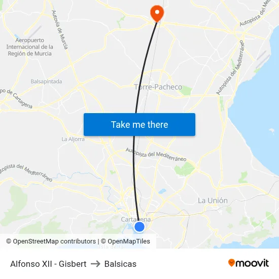 Alfonso XII - Gisbert to Balsicas map