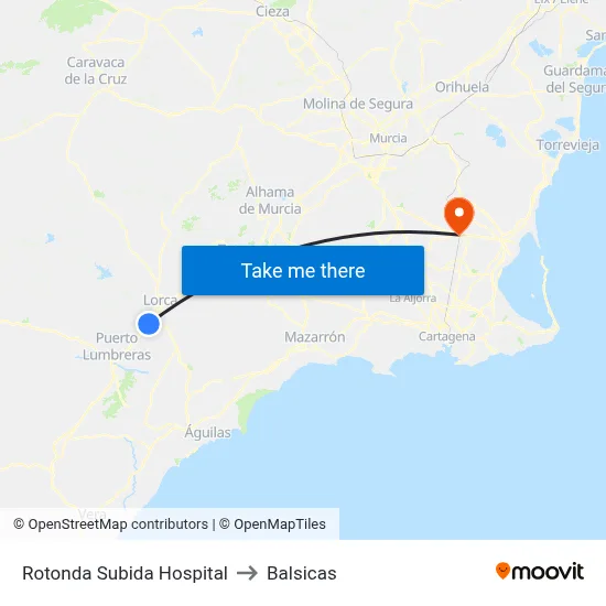 Rotonda Subida Hospital to Balsicas map