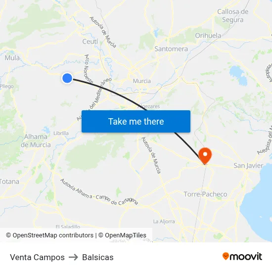 Venta Campos to Balsicas map