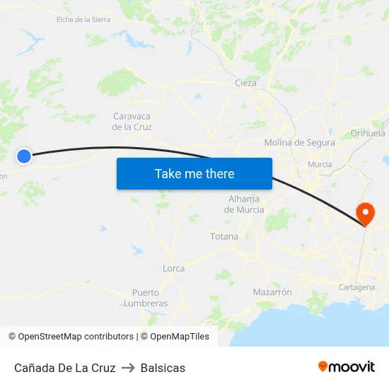 Cañada De La Cruz to Balsicas map