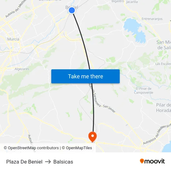 Plaza De Beniel to Balsicas map