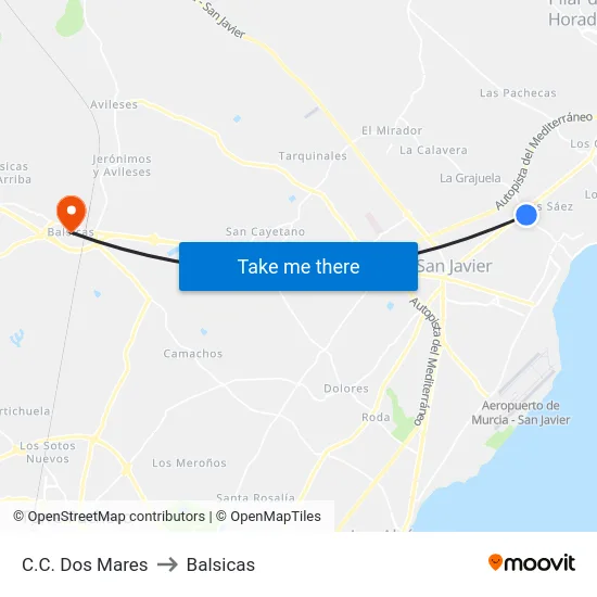 C.C. Dos Mares to Balsicas map