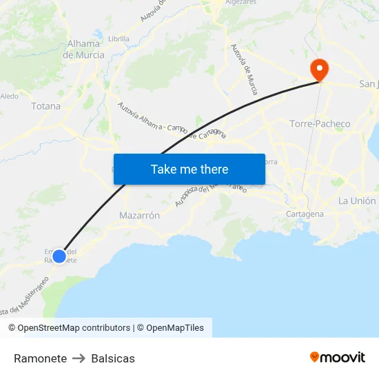Ramonete to Balsicas map