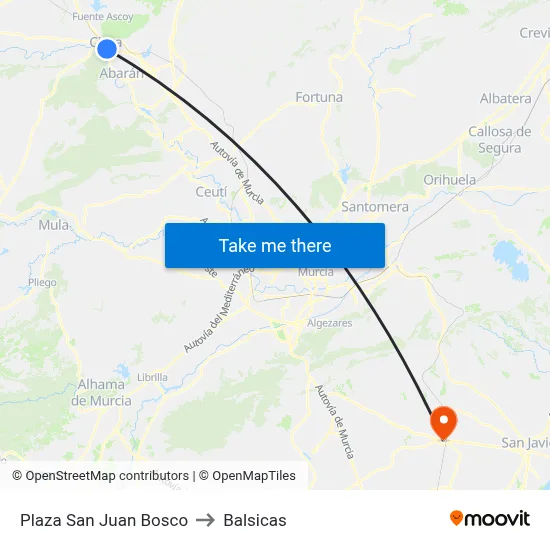 Plaza San Juan Bosco to Balsicas map
