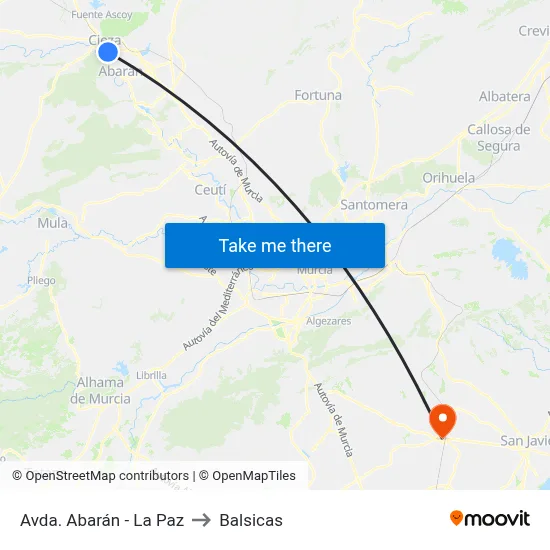 Avda. Abarán - La Paz to Balsicas map