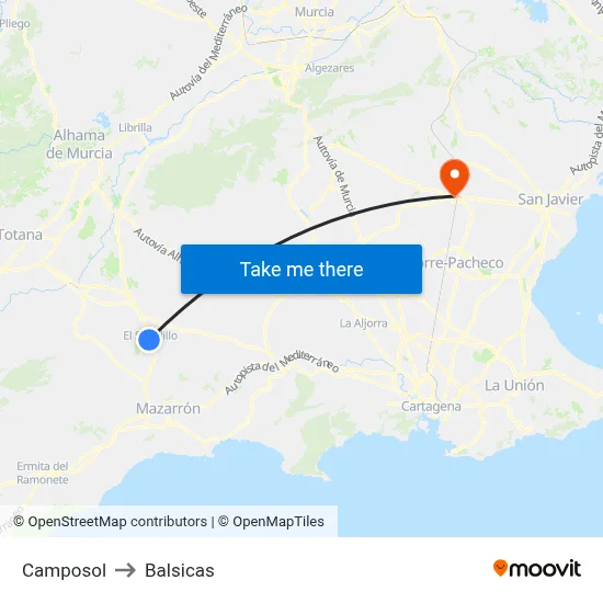 Camposol to Balsicas map
