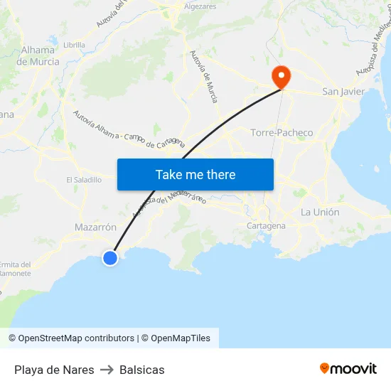 Playa de Nares to Balsicas map