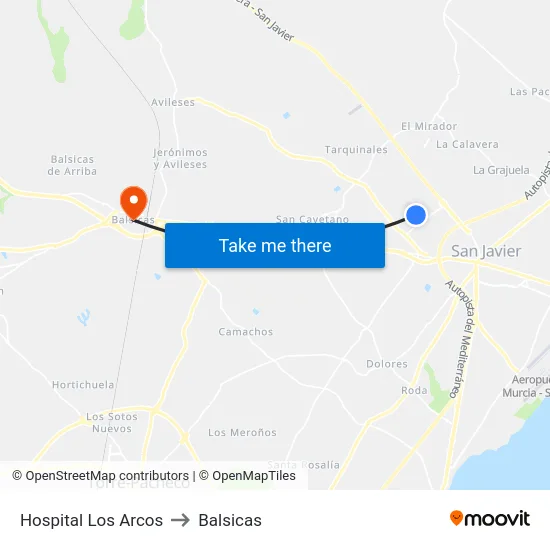 Hospital Los Arcos to Balsicas map
