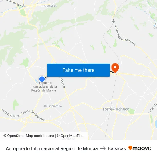 Aeropuerto Internacional Región de Murcia to Balsicas map