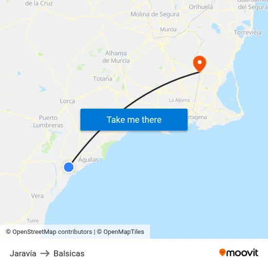 Jaravía to Balsicas map