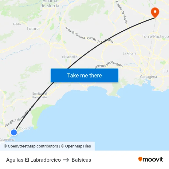 Águilas-El Labradorcico to Balsicas map