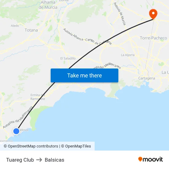 Tuareg Club to Balsicas map