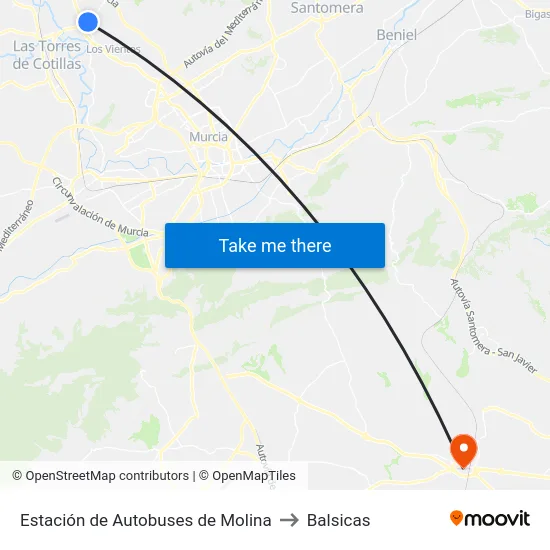 Estación de Autobuses de Molina to Balsicas map