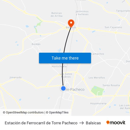 Estación de Ferrocarril de Torre Pacheco to Balsicas map