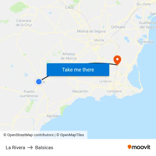 La Rivera to Balsicas map