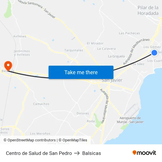 Centro de Salud de San Pedro to Balsicas map