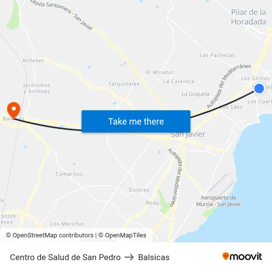 Centro de Salud de San Pedro to Balsicas map
