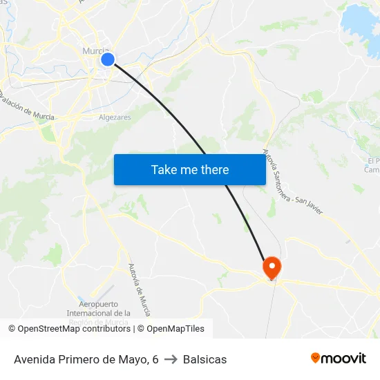 Avenida Primero de Mayo, 6 to Balsicas map