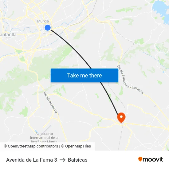 Avenida de La Fama 3 to Balsicas map