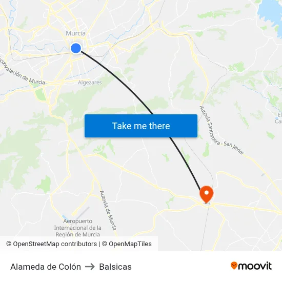Alameda de Colón to Balsicas map