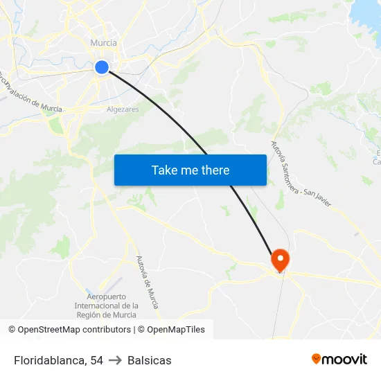 Floridablanca, 54 to Balsicas map