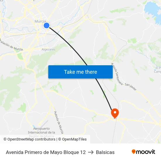 Avenida Primero de Mayo Bloque 12 to Balsicas map