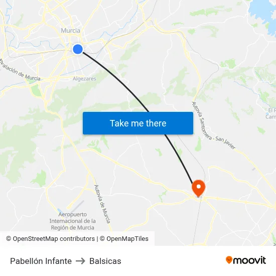 Pabellón Infante to Balsicas map