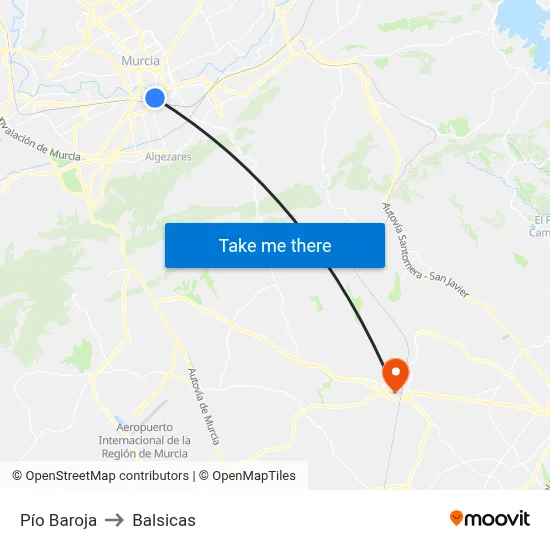 Pío Baroja to Balsicas map