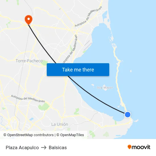 Plaza Acapulco to Balsicas map