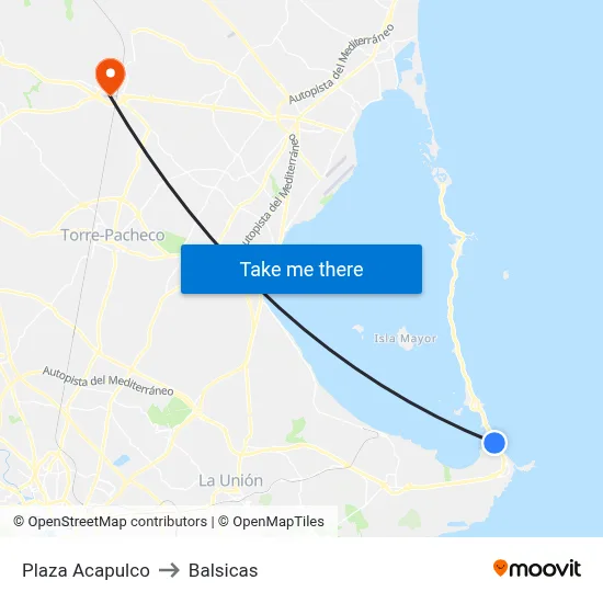 Plaza Acapulco to Balsicas map