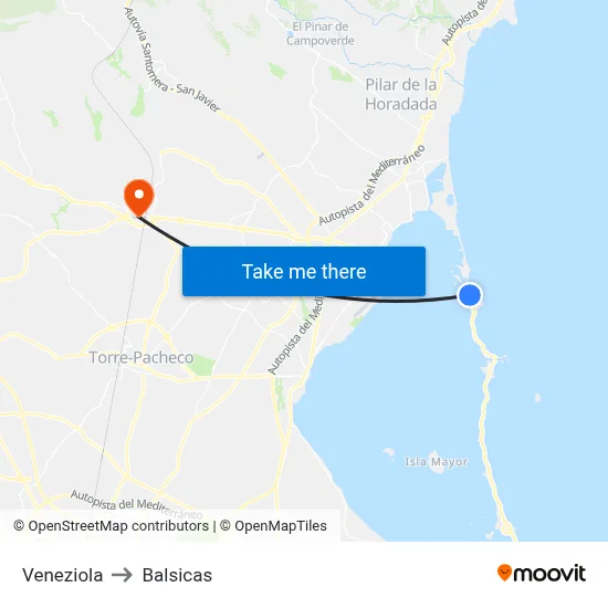 Veneziola to Balsicas map