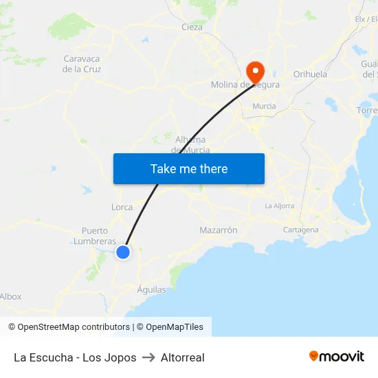 La Escucha - Los Jopos to Altorreal map