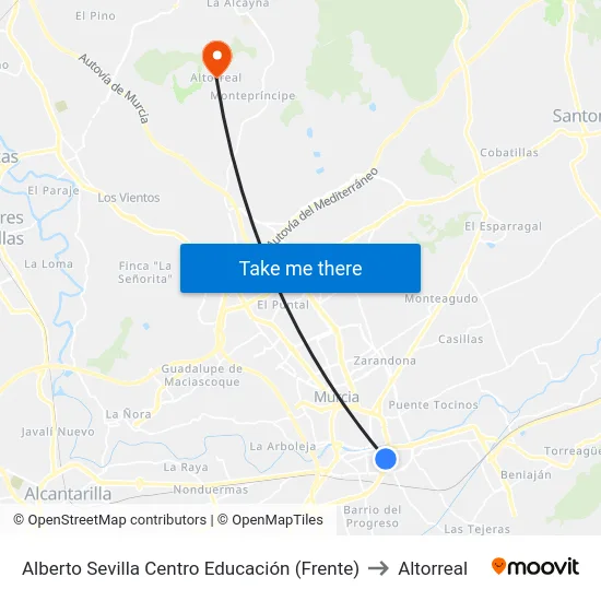 Alberto Sevilla Centro Educación (Frente) to Altorreal map