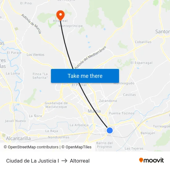 Ciudad de La Justicia I to Altorreal map