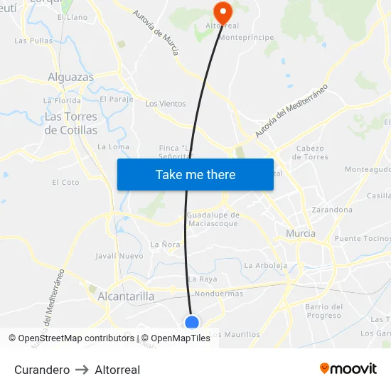 Curandero to Altorreal map