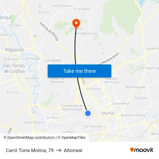 Carril Torre Molina, 79 to Altorreal map