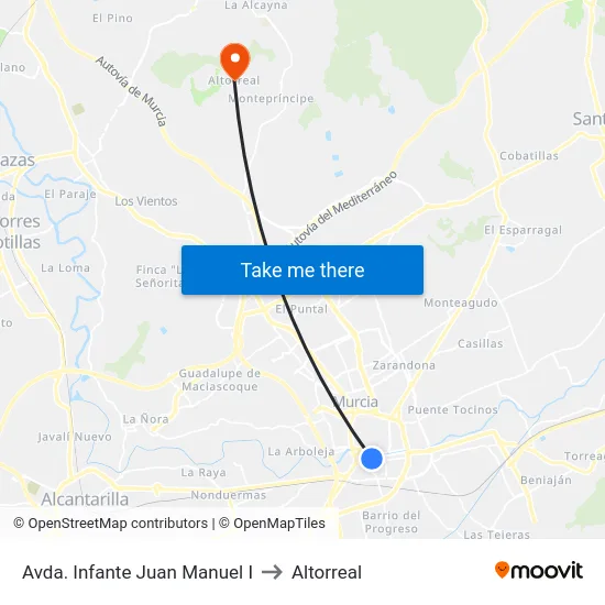 Avda. Infante Juan Manuel I to Altorreal map